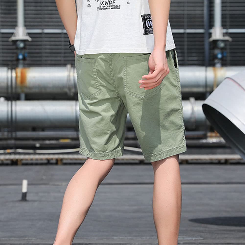 Homme Casual Lâche Pantalon Court Short Cargo Militaire Coupe Ample Camouflage Rétro Jambe Droite Pantalon Ample Extensible Bermuda de Travail Multi-Poches