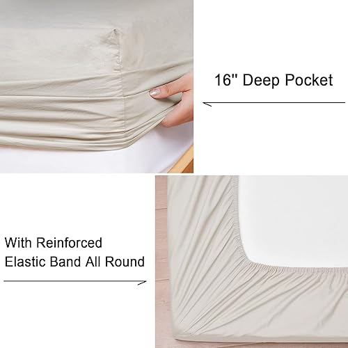 Miniatura 5 de PHF Juego de sábanas de 100 % algodón lavado para ropa, tamaño individual, juego de sábanas de algodón ultra suave, 3 piezas transpirables y