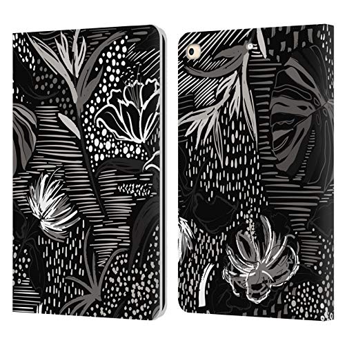Étui portefeuille en cuir Haroulita pour iPad 9.7 avec fentes cartes design feuilles sombres