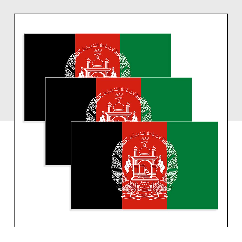 Packwith Afghanistan Flag Sticker Pack Of 3 (100 X 60Mm) Waterproof Afg Labels For Bike Van Helmet Packwith® #P1022