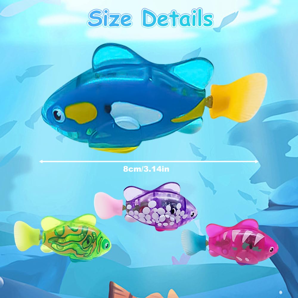 Mineup 4 Piezas Robo Fish, Robofish con luz Sensora, Peces de Juguete Electrónica, Pez Nadador robótico, Robofish Acuario para Mascotas — view 2