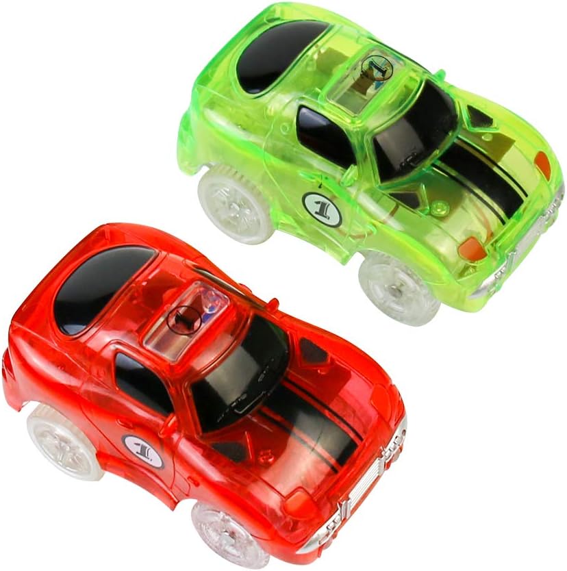 Akokie Glow Cars with 2 LED Glowing Race Cars Toy, 2 Pcs Glow in the Darkness for Kids 3 4 5 6 7 8 (Glow Car of 2)