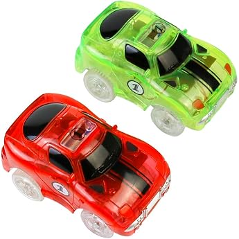Car Track with 2 LED Race Cars Toys 240 Pieces Flexible Variable Track Set Children's Highway Glow in The Dark for Kids 3 4 5 6 7 8