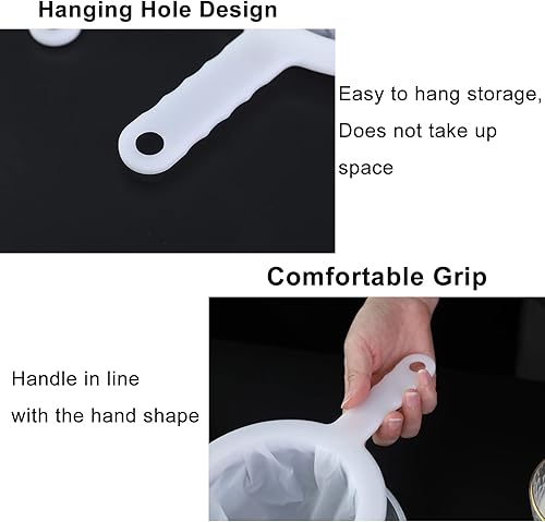 Miniatura 5 de AODERTI Coladores de malla para cocina, colador de nailon ultrafino de 5.4 pulgadas, pequeño tamiz de plástico de malla fina con asa, herramientas