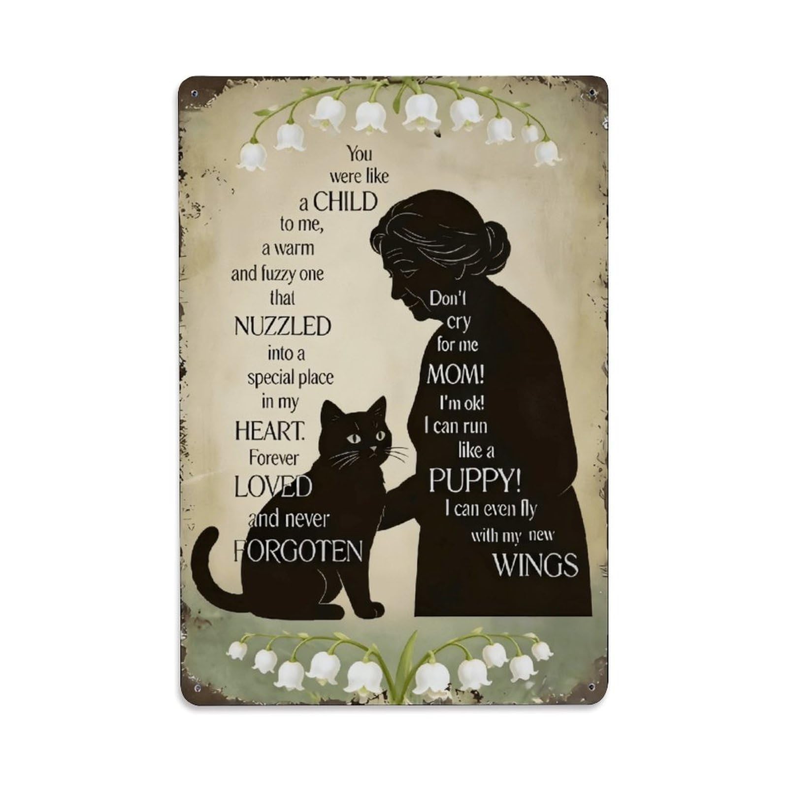 Cat Memorial Quote Vintage Decor Sign Vintage Aluminium Metal Sign, Retro Wall Decor for Home, Bar, Garage & Farmhouse 30x20cm