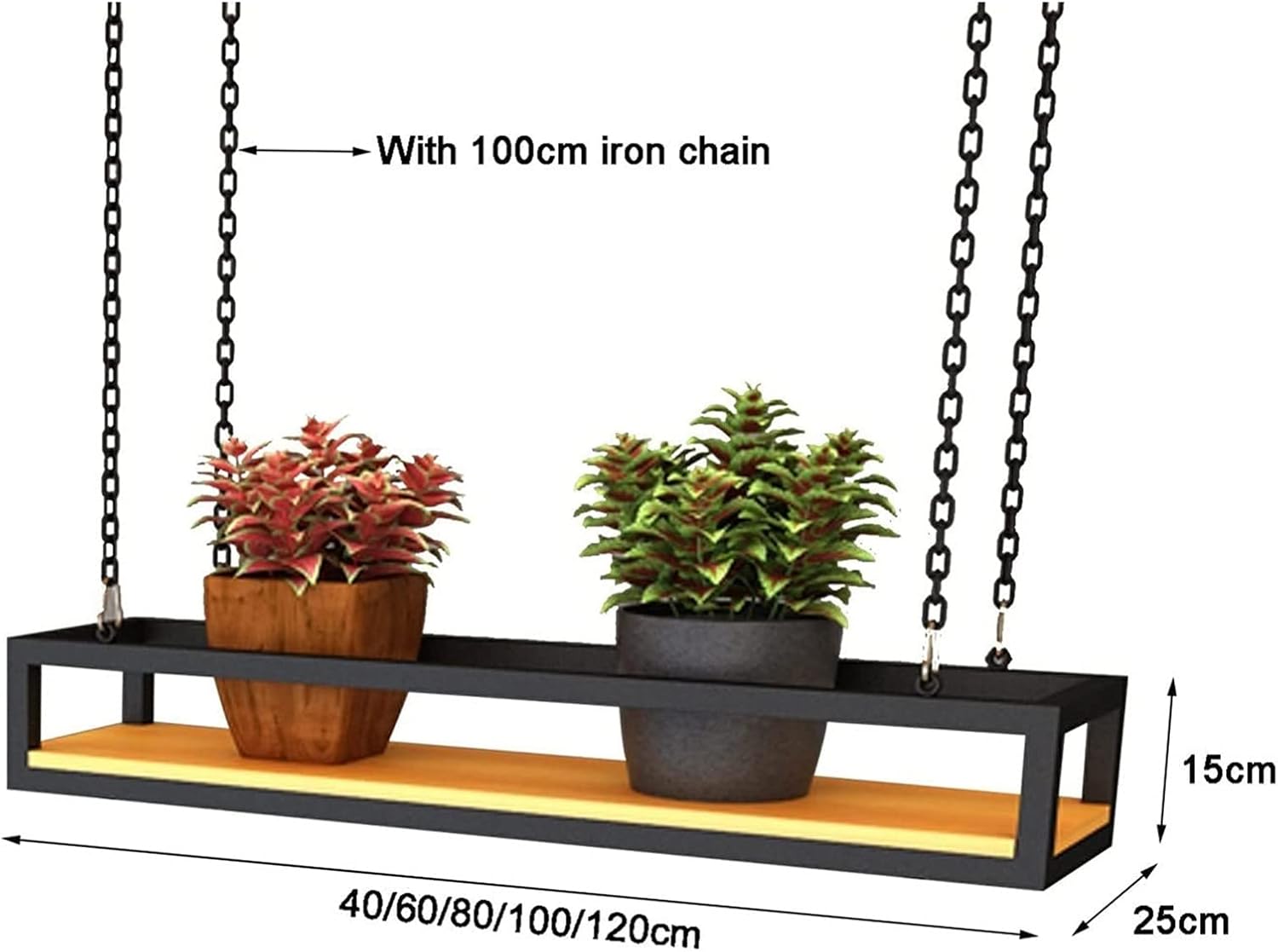 Ceiling Wine Glass Rack Ceiling Wine Rack Wood Storage Shelf,Height Adjustable,with 1m Long Iron Chain Industrial Retro Shelves,Stemware Holder,Bar/Kitchen/Restaurants Decorative S