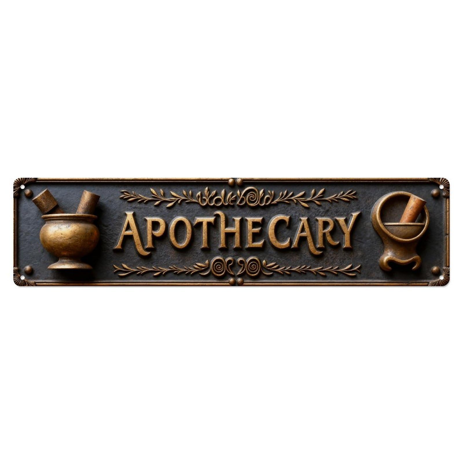 Apothecary Sign With Mortar And Pestle Metal Tin Sign Plaque