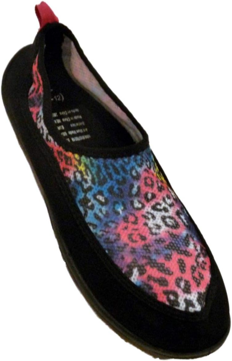 Sand N Sun Womens Pink & Blue Leopard Print Aqua Socks Water & Beach Shoes XL (11-12)