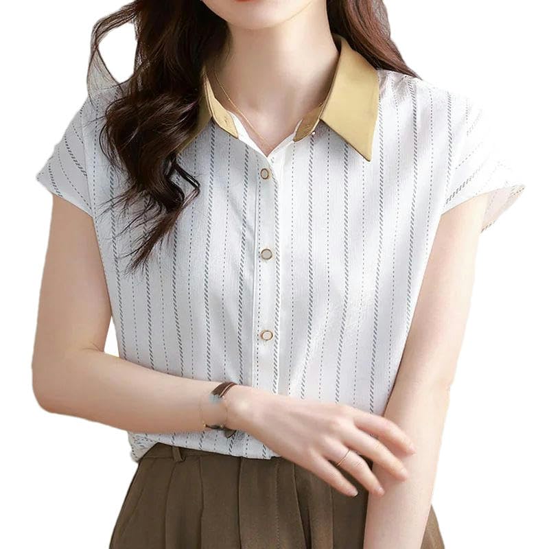 Tops tricot rayé col en V en maille fine au design sophistiqué