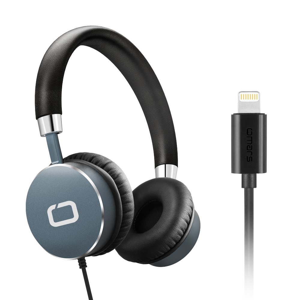 Omars® On Ear Headphones, High Resolution with Built-in DAC and Lightning Connector Nebula Wired Headset for Apple iOS iPhone 7/7 Plus, iPad, iPod