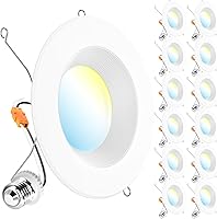 Sunco 12 Pack 6 Inch LED Recessed Retrofit Lights, 965LM 13W=75W, 5CCT Selectable 2700K-5000K, Dimmable Baffle Trim, Damp Rated