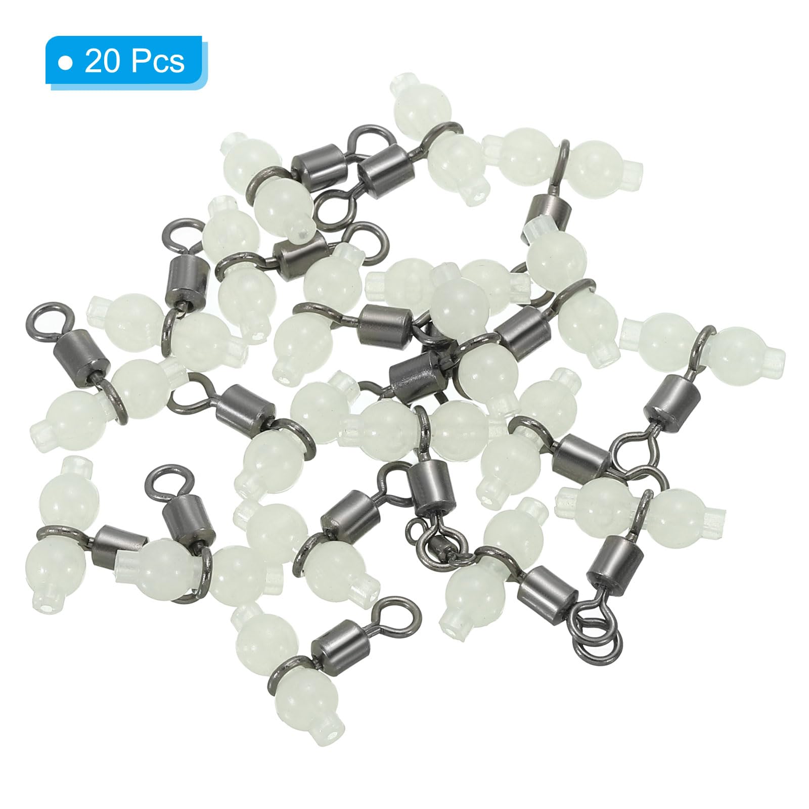 PATIKIL 3 Way Swivel, 20 Pack Cross Line T Turn Rolling Terminal with Luminous Beads 16mm Length for Catfish Surf Rig Black - Image 3