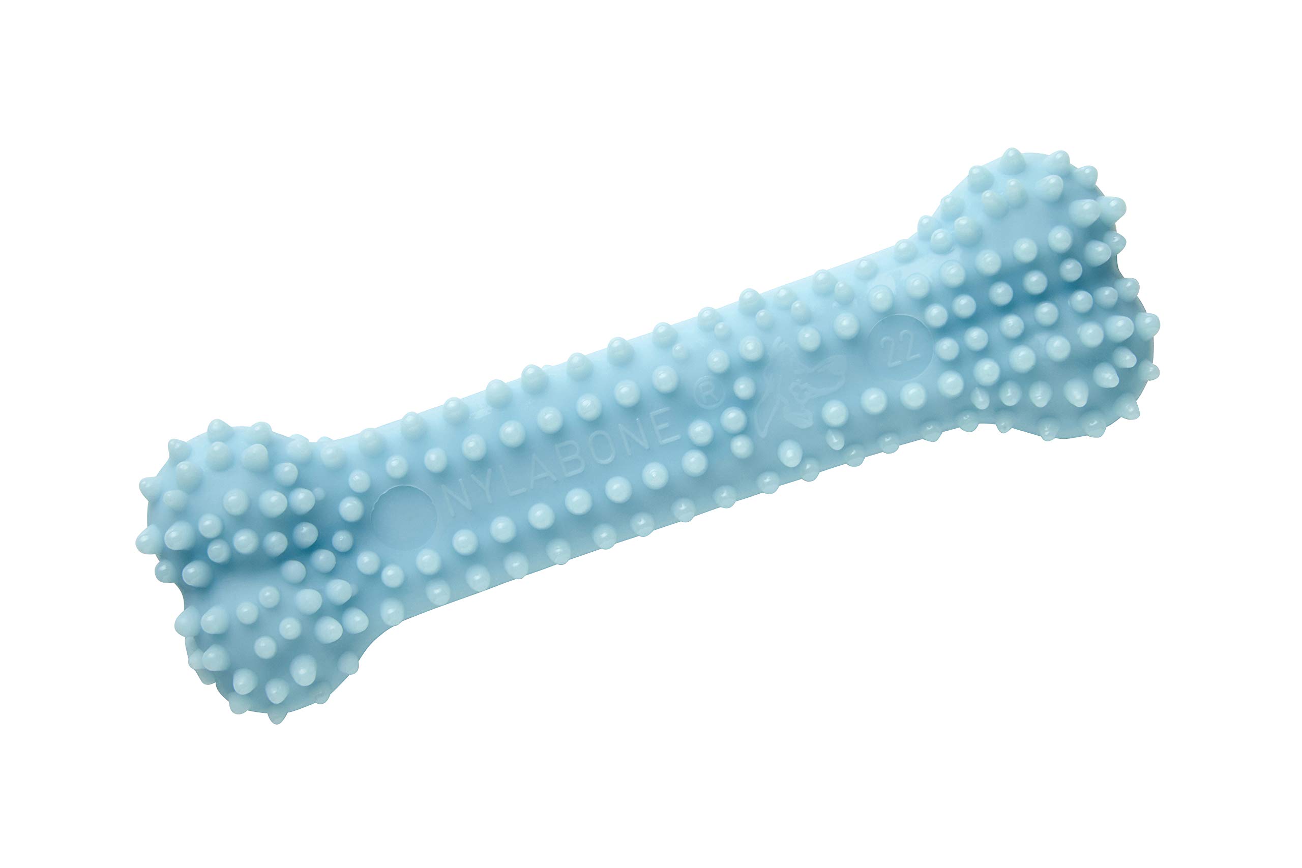 NylaboneGentle Puppy Teething Dental Chew Toy Bone with Nubs & Ridges, Chicken Flavour, Blue, XS, for Puppies Up to 7 kg