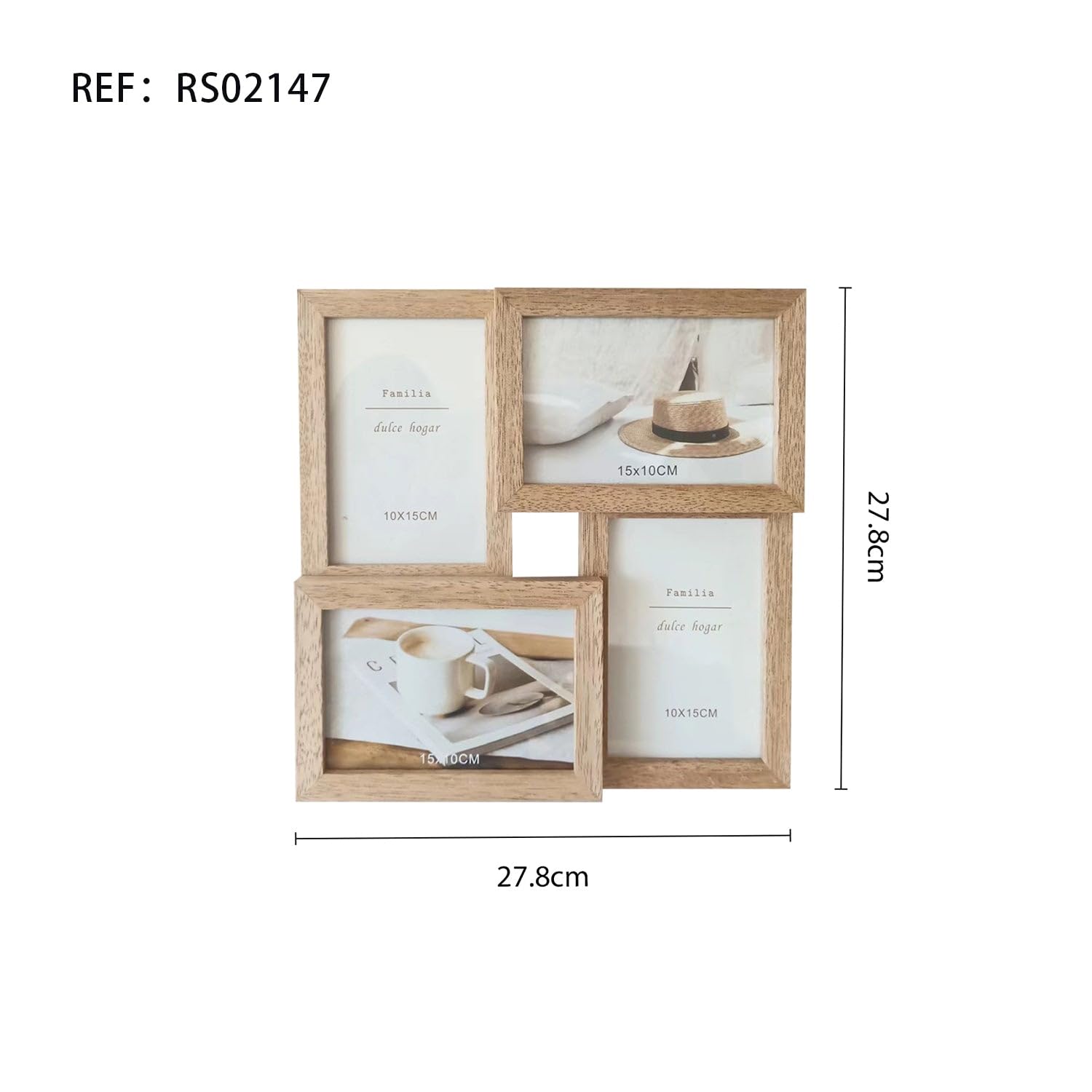 Cornice Multipla A Forma Di Casa – 4 Foto 10x15, Colore Celeste, Home & Love