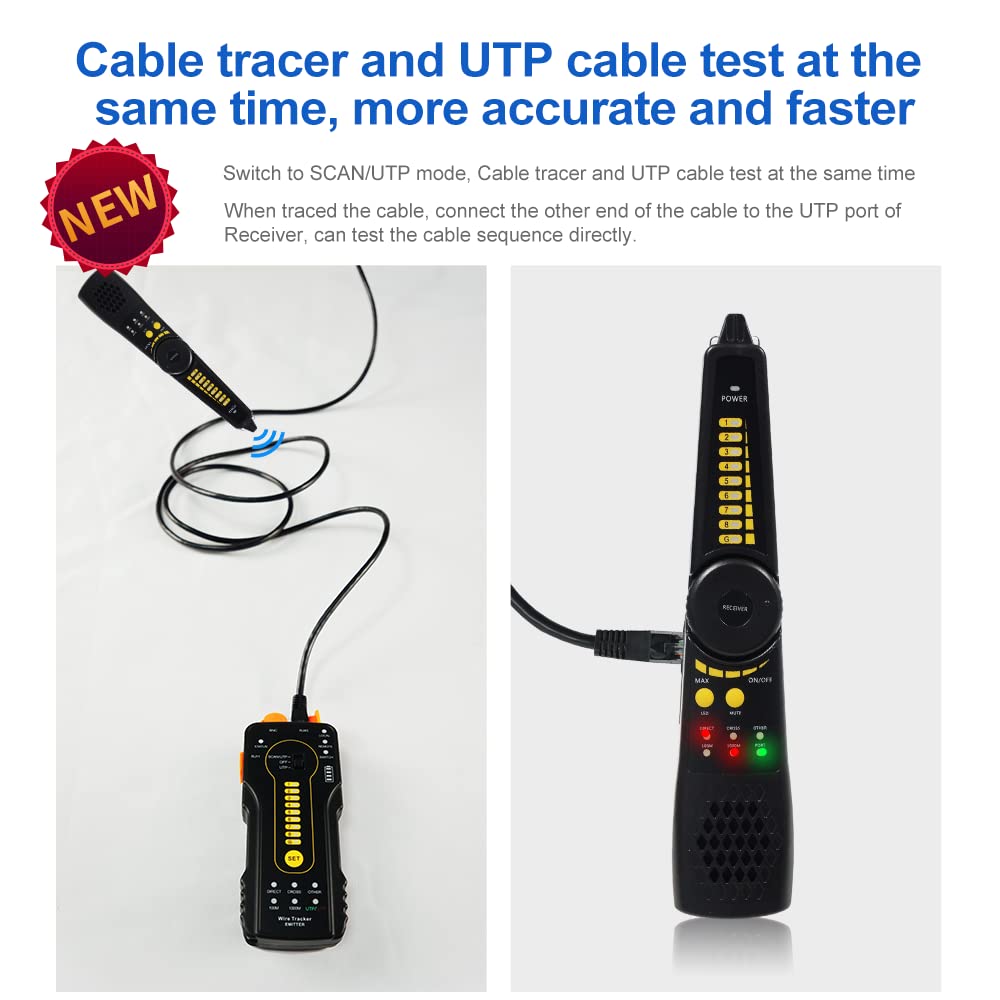 CT-66 Wire Tracer per RJ45 RJ11 Tester cavo di rete, sonda di prova cavo telefonico con luci LED ricerca guasti