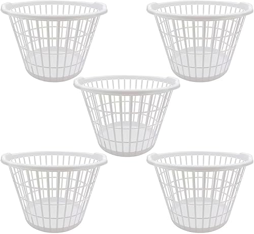 Miniatura 9 de Evou Juego de 4 cestas redondas de plástico ligero (muchos colores), 1 canasta redonda para la ropa sucia + regalo (multicolor 10)