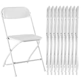 Sweetcrispy Folding Chair 10 Pack, Plastic Foldable Chairs with 330-Pound Capacity, Sturdy Metal Portable Chair, Easy to Use and Store, Outdoor and Indoor, for Home, Office, Party, Comfy, White