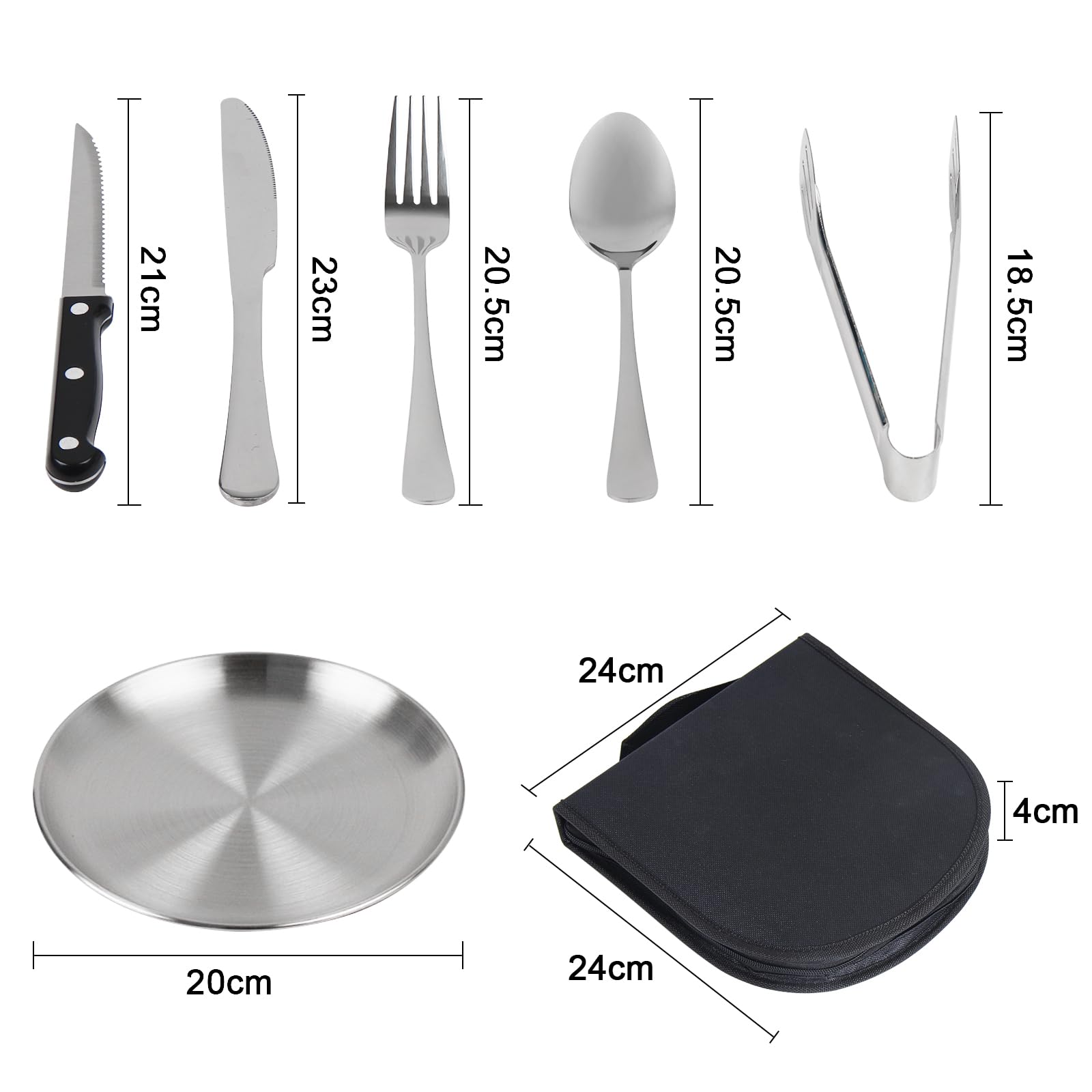 Yuecuu Camping Cutlery Set Stainless Steel 10-Piece Cutlery Picnic Crockery Set for 2 People Portable Outdoor Tableware for Camping Picnic - Image 2
