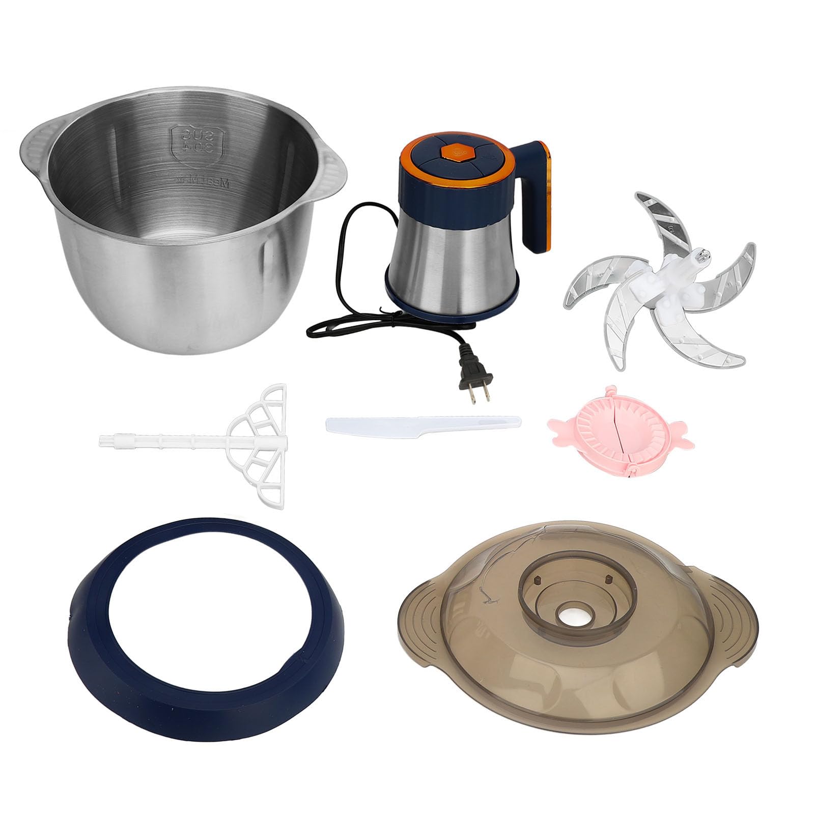 Procesador eléctrico de alimentos 500W 5L Acero inoxidable de gran capacidad multifuncional con para cocina casera (azul) 6