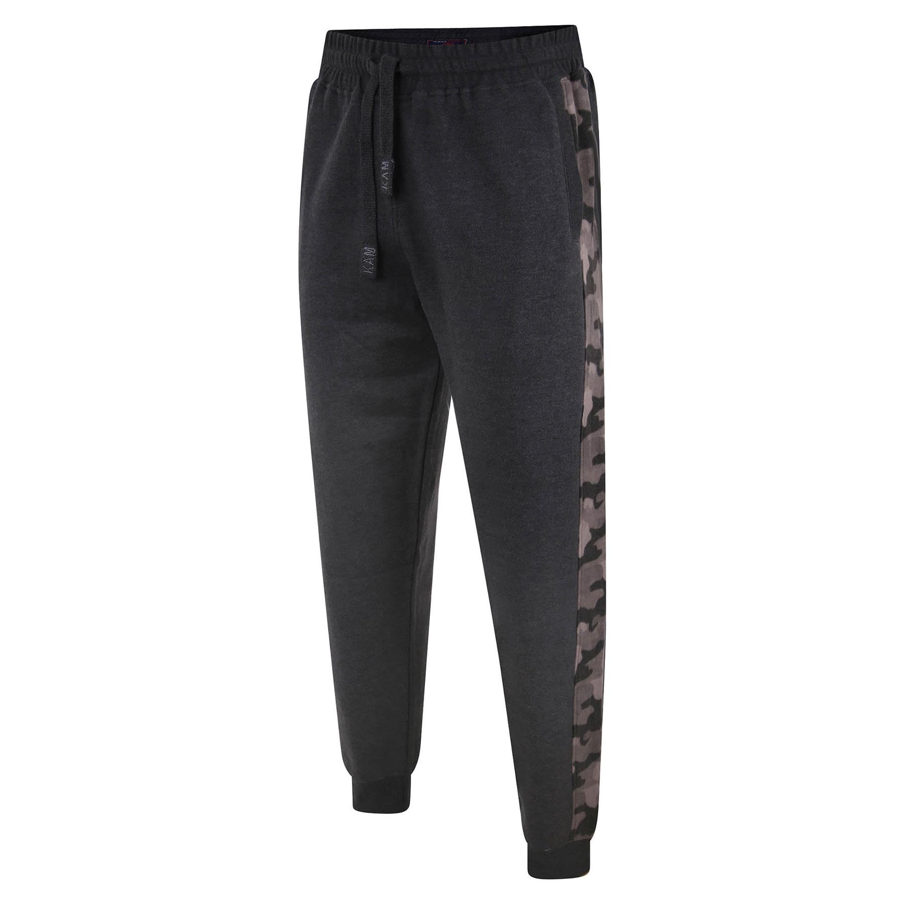 Kam Men's Panelled Camo Camouflage Jogging Bottoms Joggers Jog Elasticated Waist with Drawstring 236 Charcoal 7XL