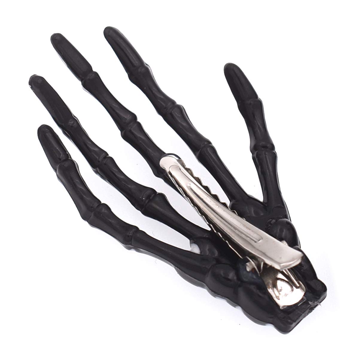 5 pares de pinzas para el cabello con forma de hueso de calavera de 3 pulgadas, color blanco y negro, accesorios de fiesta de Halloween 7