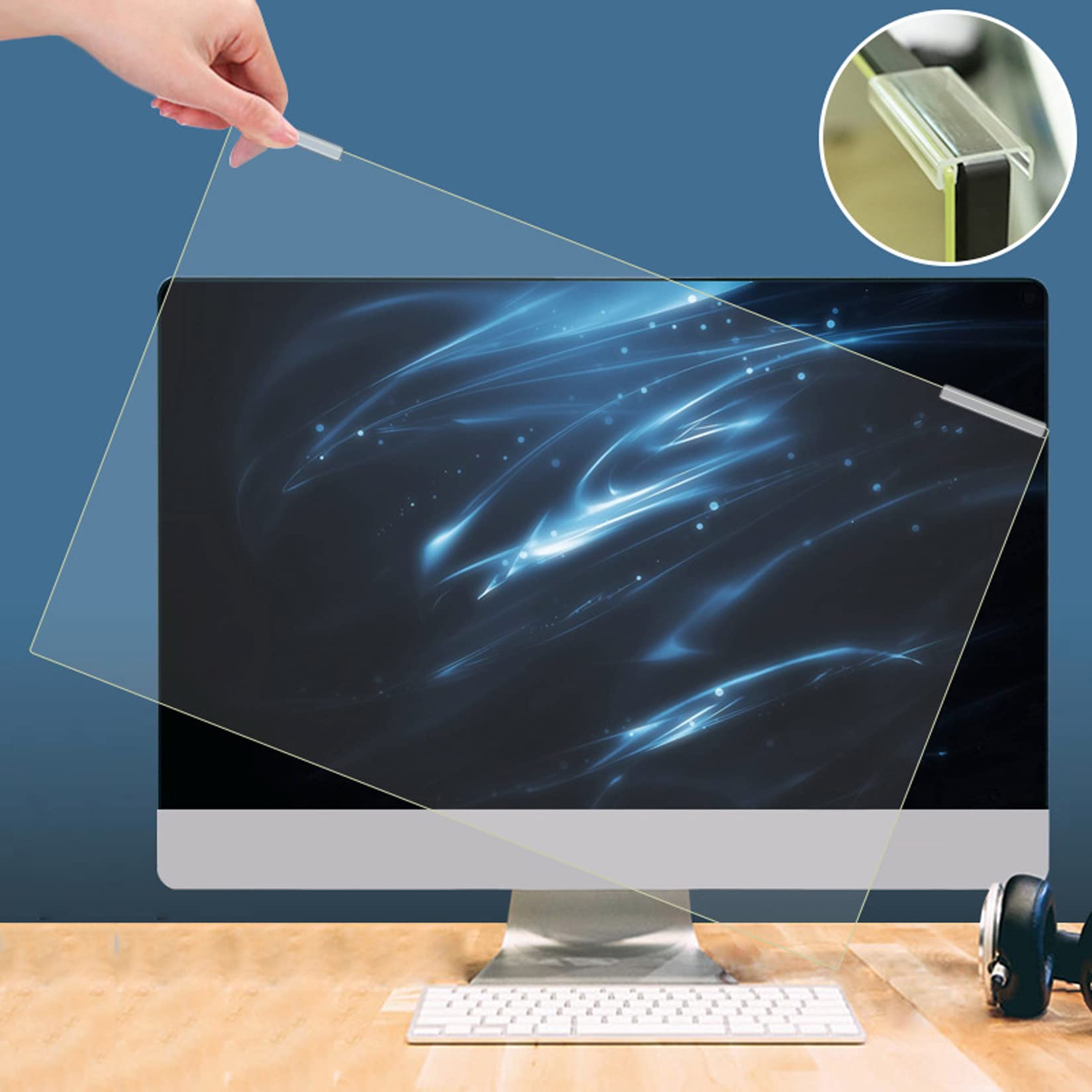 WLWLEO Protecteur d'écran pour Ordinateur de Bureau 22"- 28" Film Protecteur Anti-lumière Bleue, Soulager la Fatigue oculaire, Filtre Protecteur Suspendu pour écran de moniteurs