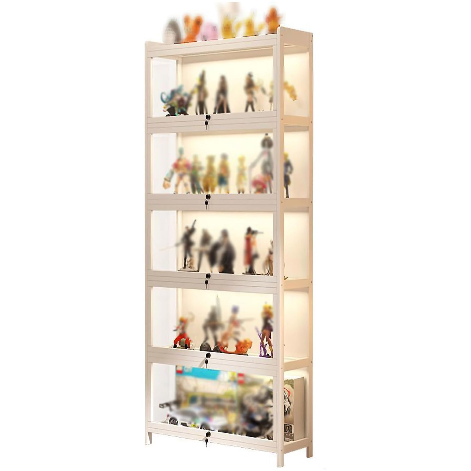 Lcbdylr Tall Display Cabinet With Clear Glass Doors, Adjustable Shelves, Dustproof Curio Display Case For Action Figures, Collectibles, Antiques – Modern Storage Showcase For Living Room Bedroom Office 50Cm
