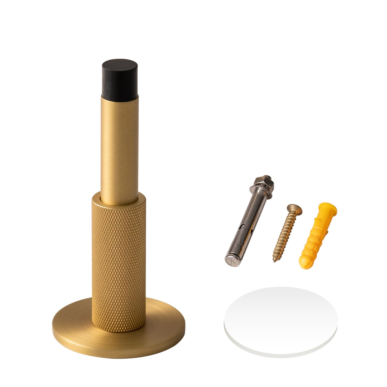 PANALI Tope de puerta de latón, tope de puerta sólido para mantener la puerta abierta, tapón retráctil montado en el suelo para baño, dormitorio, garaje, estudio, oficina