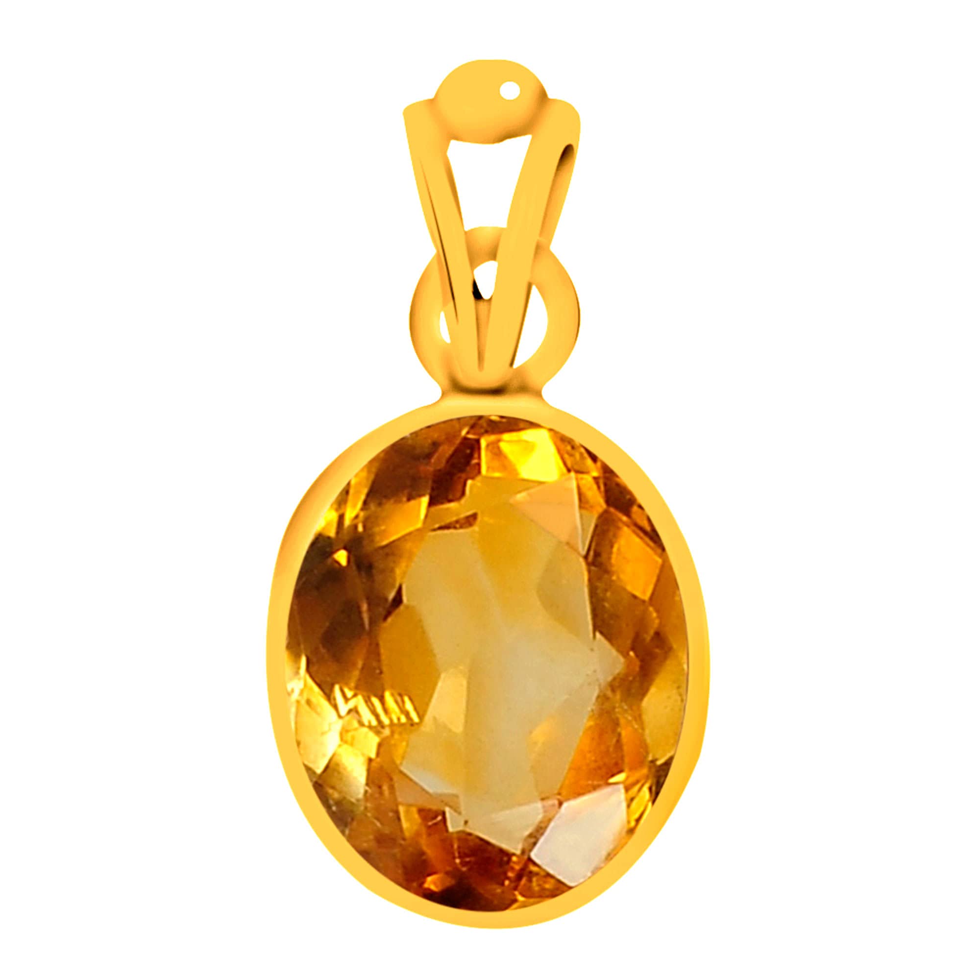 Certified Citrine Sunehla 6.5 Carat or 7.25ratti Panchdhatu Gold Plating Astrological Pendant for Men & Women-image-1