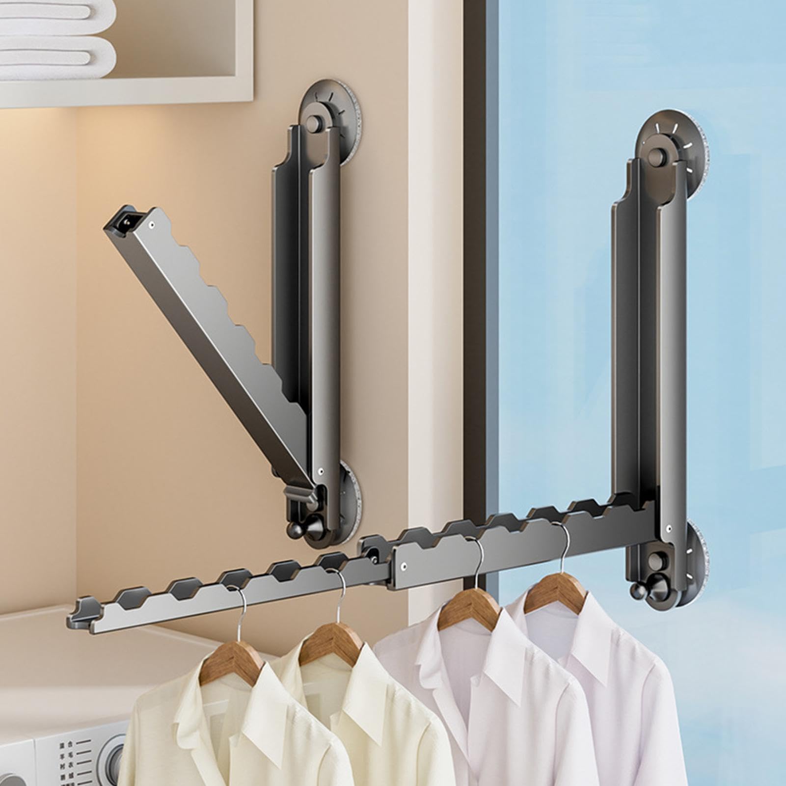 Tendedero con Ventosa, Perchero para Organización de Lavandería, Organizador Portátil para Perchas de Ropa, Tendedero Estable para Lavandería, Balcón, Perchero Que Ahorra Espacio para Secar Ropa Húmed