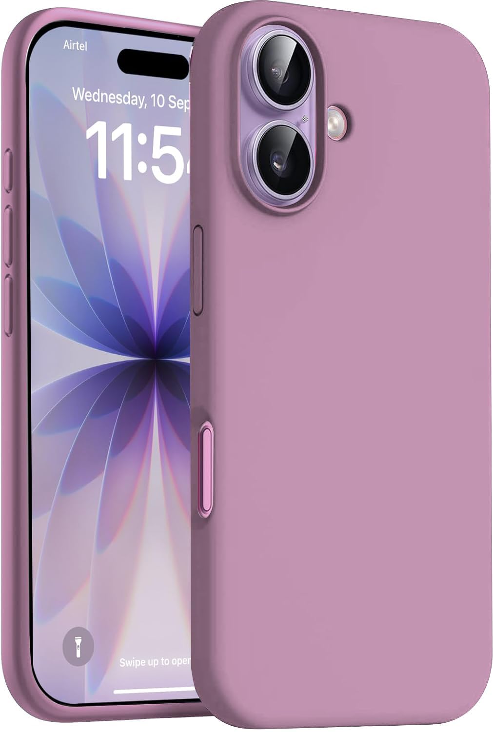 DIZORO Compatible with (iPhone 17 Case)(2025), Liquid Silicone 3 Layers Full Covered Soft Gel Rubber Phone Case,Shockproof Protective Cover with Anti-Scratch Microfiber Lining-Lilac-image-6