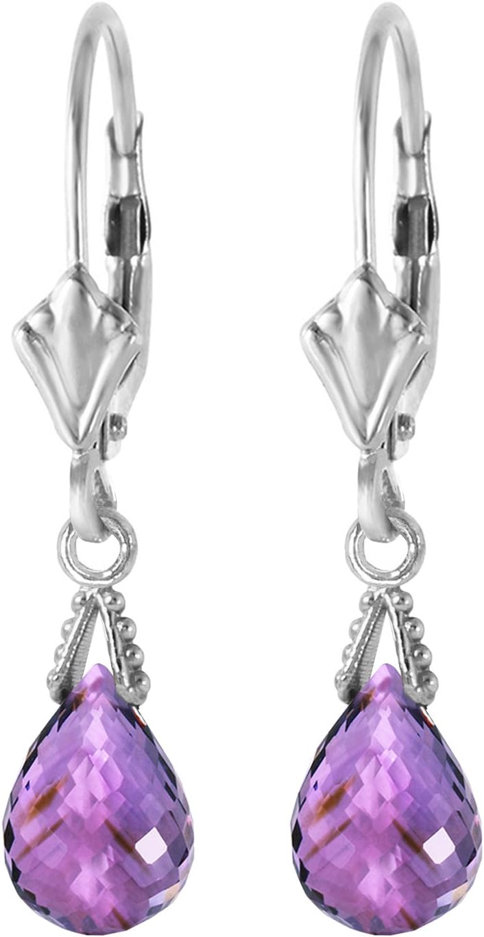 Galaxy Gold GG 14k Solid Gold Jewelry Set: Natural Briolette Purple Amethyst Pendant Necklace Dangle Earrings - Image 6