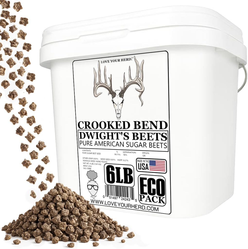 Crooked Bend Dwight’s Pure Sugar Beet Seed for Deer, 6LB EcoPack, Planting Seeds Grow Whitetail & Turkey Hunting Food Plot Attractants, Winter Root Crop & Cold Tolerant Forage Feed Wildlife, No Coat