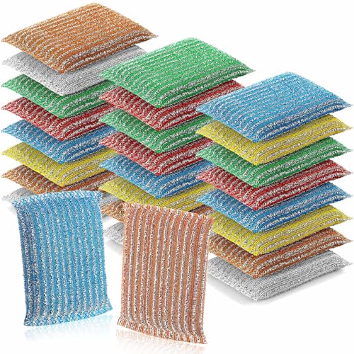 Image of Honeydak 24 Pack Non Scratch Scrubbing Sponges Dish Pads for Washing Dishes 6 Color Kitchen Washing Scrubbing Sponges for Hard Surface Tools Dishes, Pans, Pots, Microwaves, Ovens, Shoes