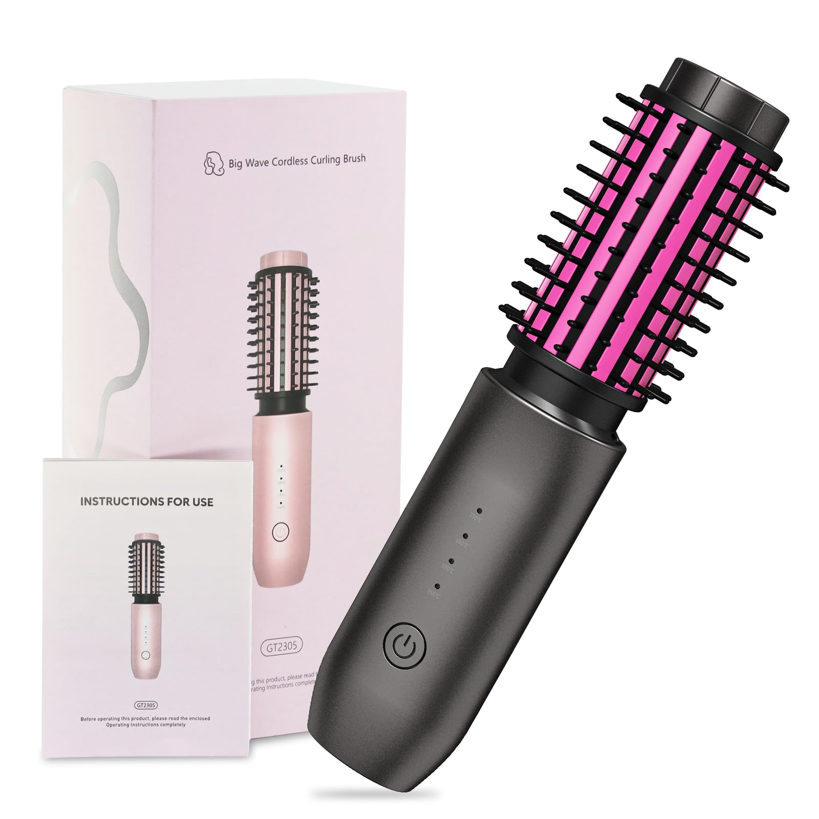 Jooayou Cordless Hot Brush, 2 in 1 Hair Curler and Straightener