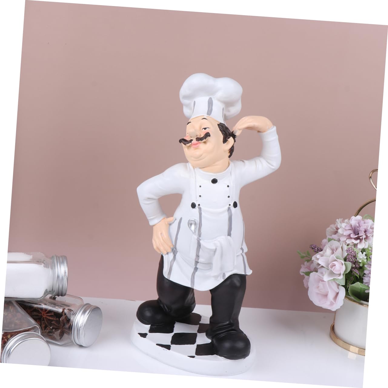 VALICLUD Statua Dello Chef in Resina Decorativa Ornamento Da Chef Per Cucina Stabile Per Casa Bar e Ristorante Decorazione Divertente Per Tavolo