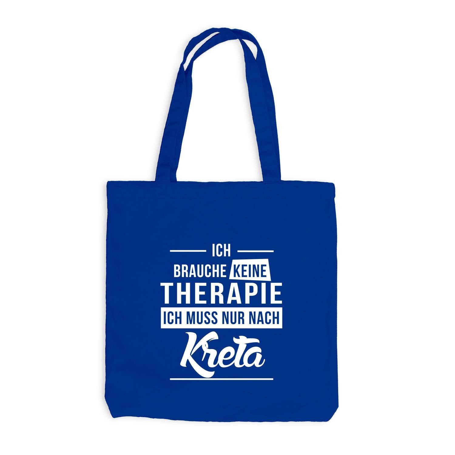 ShirtFlow Jutebeutel Ich brauche keine Therapie - Kreta, Royalblau