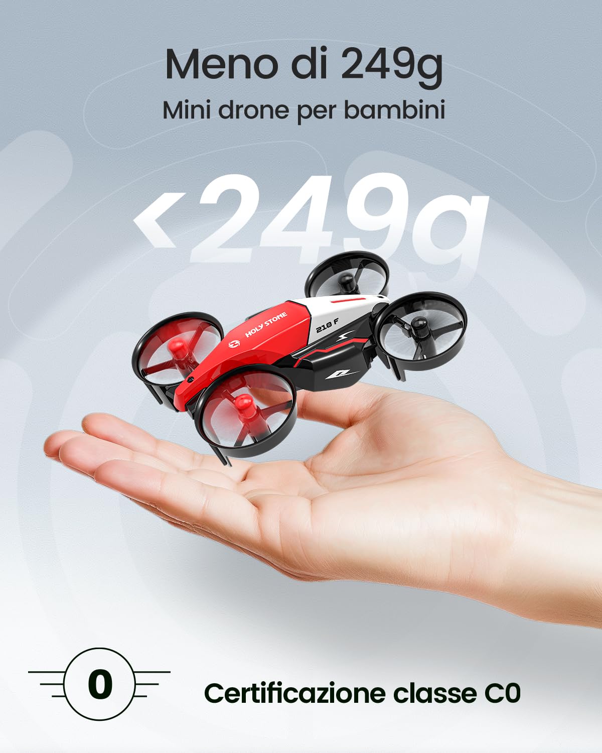 Holy Stone HS210F Mini Drone per Bambini, Quadcopter RC 2 in 1 per Interni con Luci LED, Modalità di Atterraggio e volo, 3D Flip, Batteria Sicura Modulare, Giocattolo Regalo per Ragazzi e Ragazze