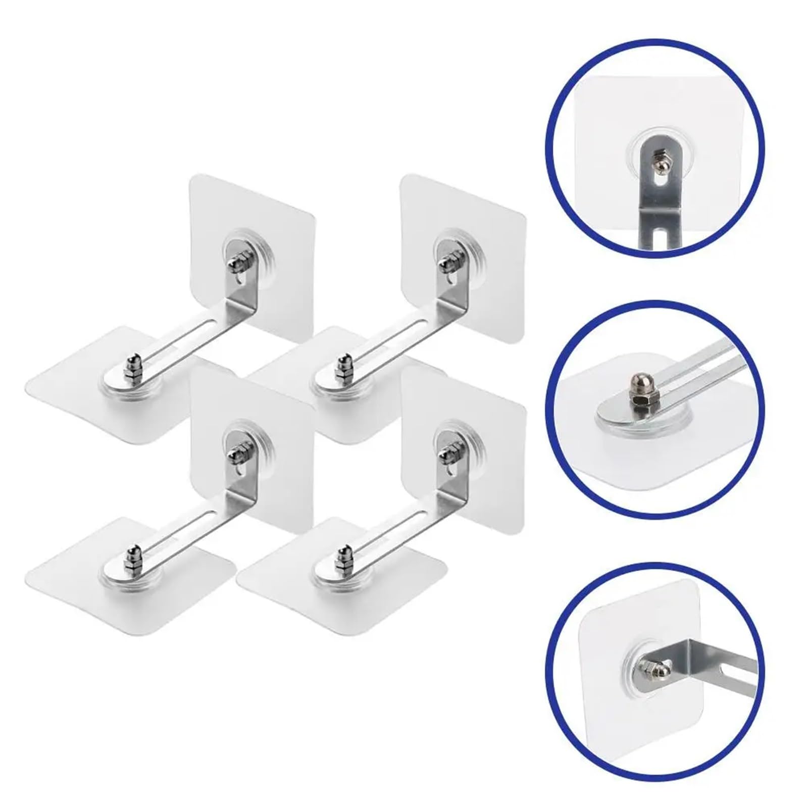 Correas antivuelco para muebles, Anclajes de pared for muebles, librería acrílica sin taladro, 40 Uds.