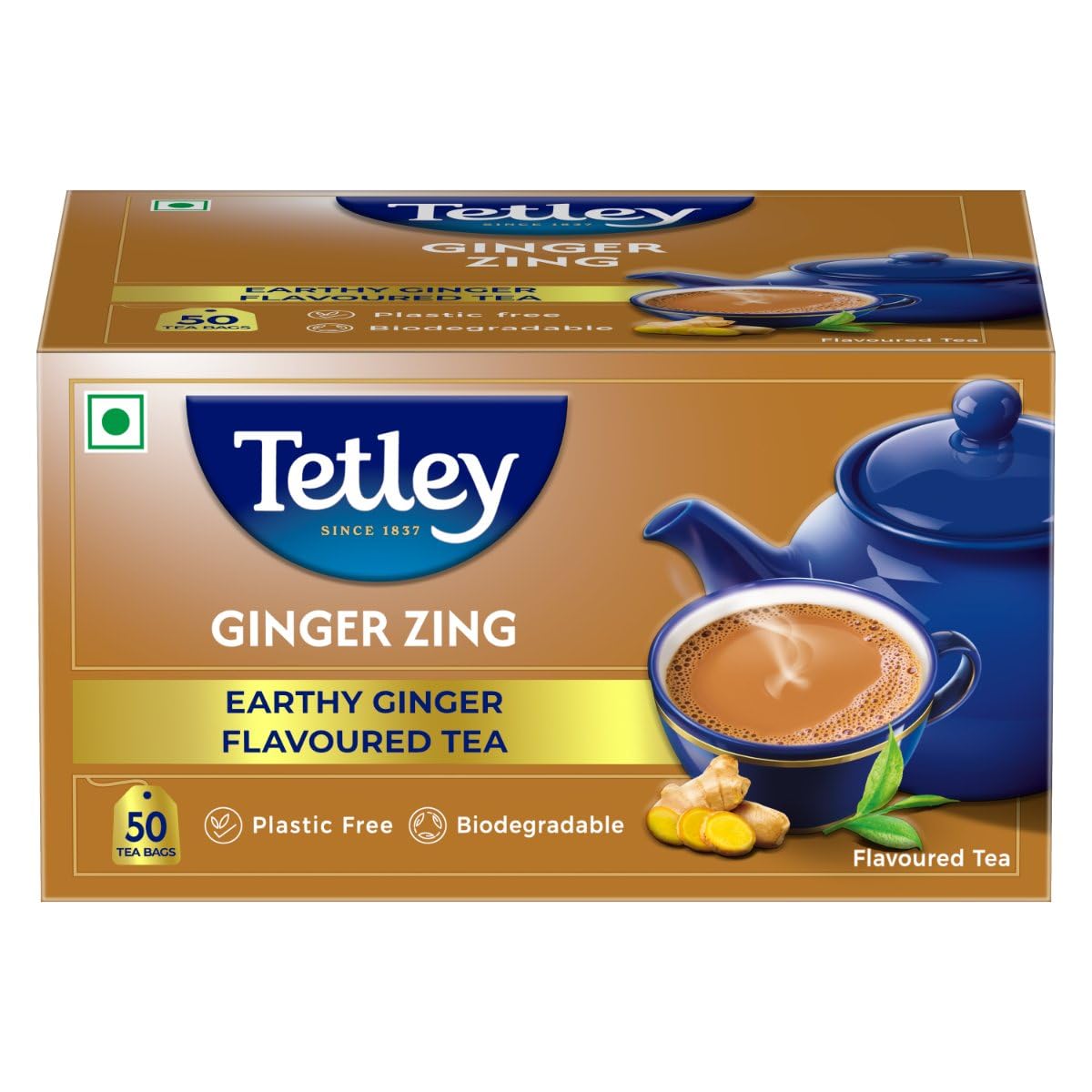Tetley Ginger Zing Flavoured Chai Black Tea 50 Tea Bags,100 Grams-picture-25