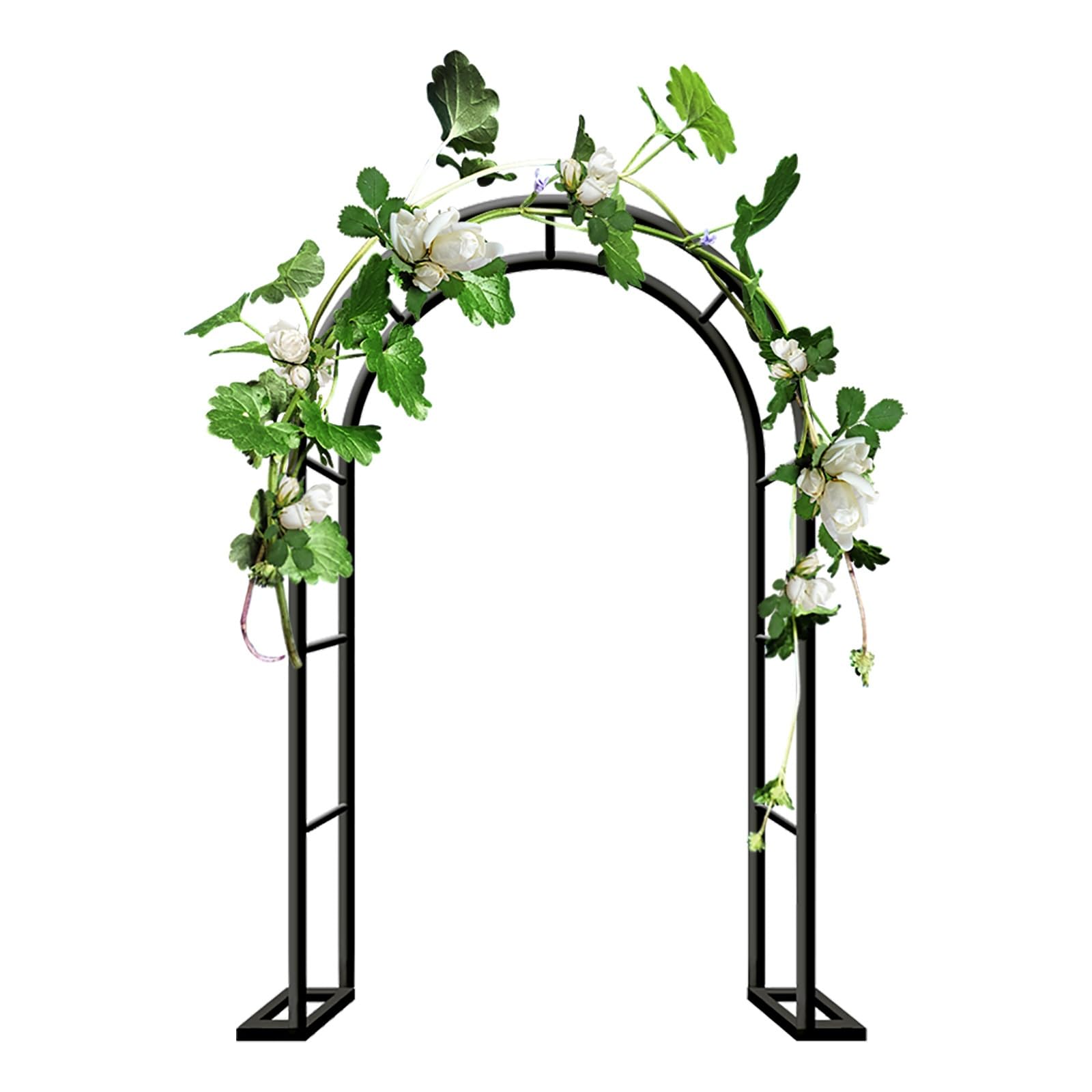 QYANPEN Steel Garden Arch 80cm to 350cm Wide Metal Garden Trellis,Outdoor Wedding Arch,Round Pergola Arbour for Climbing Plant Vines,Metal Pergola Arch(Black,L80xW40xH200cm)