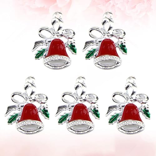 Miniatura 9 de Amosfun 20 adornos de cascabel de Navidad con lazo, colgantes colgantes para árbol de Navidad, accesorios de joyería de bricolaje