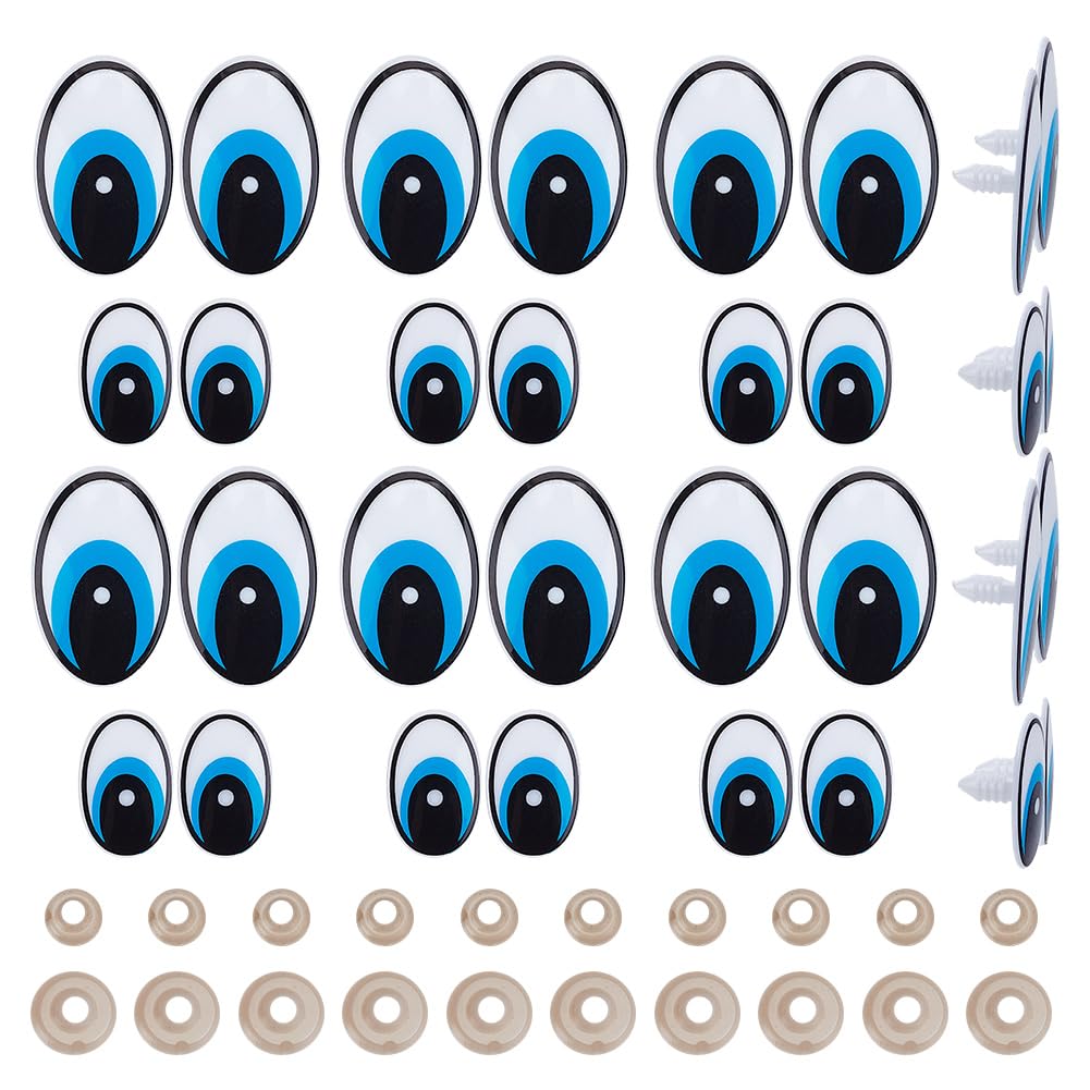 GOMAKERER 80 Sets Plastic Safety Eyes - Blue Craft Eyes For Amigurumi & Plush Animal Making