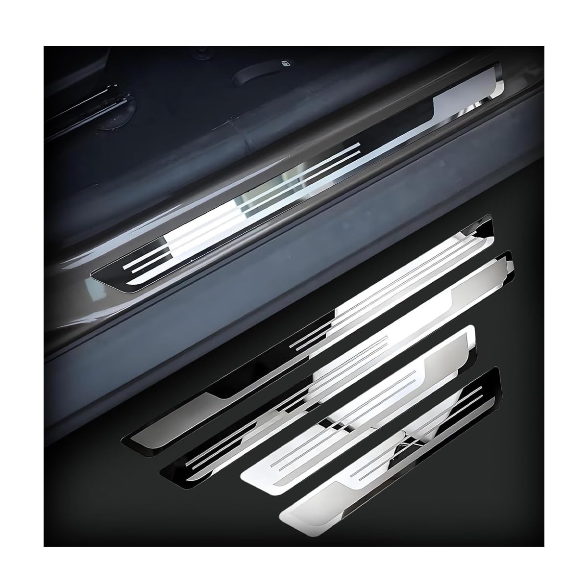 VAPORVERSE 4Pcs Car Door Sill Protector for Audi Q3/Q3 Sportback 2019-2023