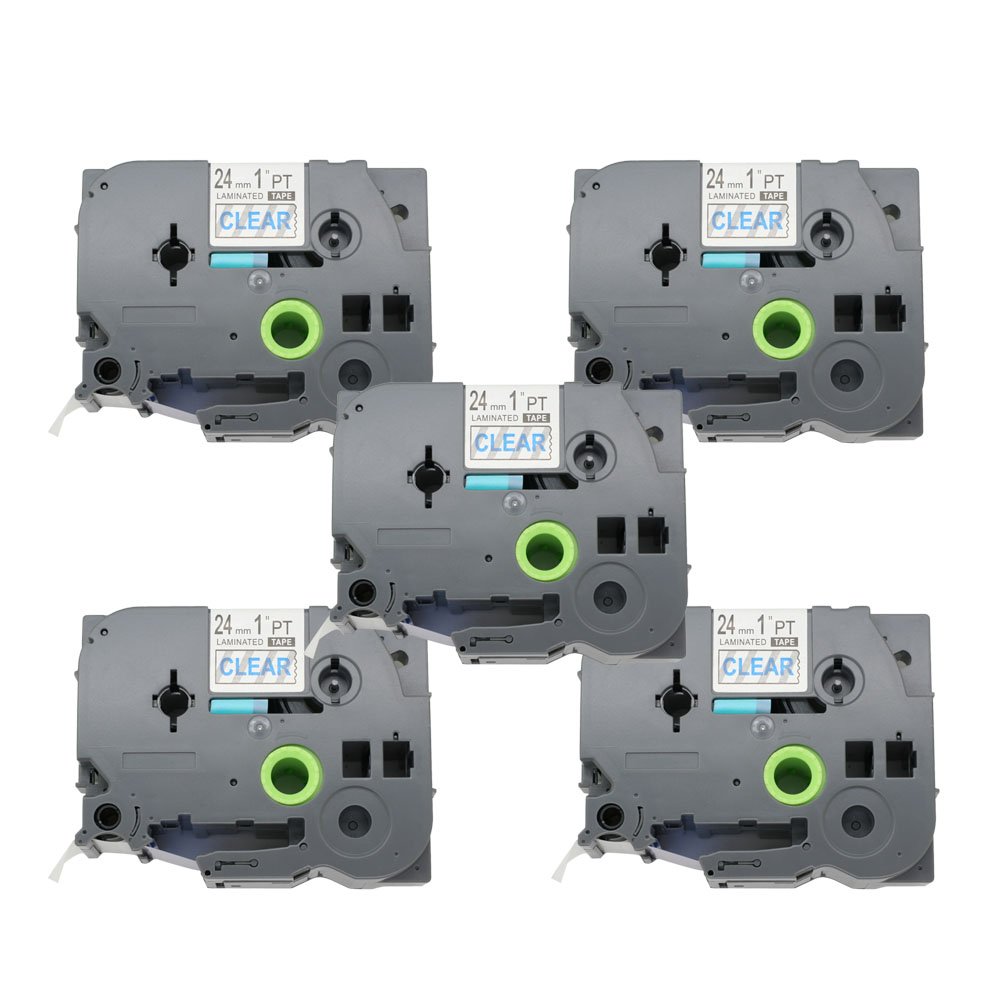BROVACS 5 Pack Blue on Clear Label Tape Compatible for Brother P-Touch TZ 153 TZe 153 24mm 1" OPA1115Cx5
