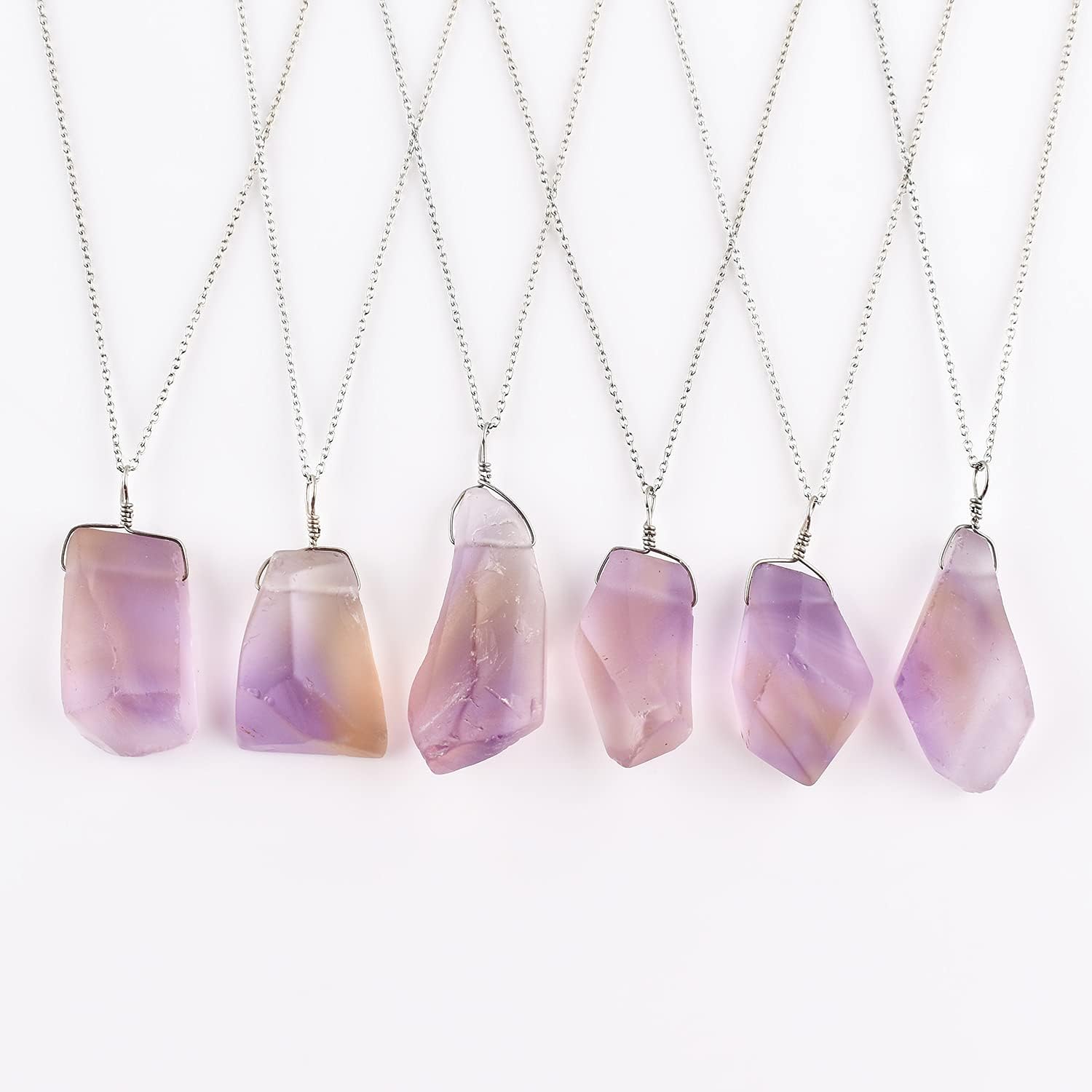 Natural Raw Gemstone Crystal Dainty Pendant Necklace for Women, Healing Chakra Stone, Birthstone, Handmade Jewelry, Rhodium Plated 925 Sterling Silver Chain 18" Gift for her