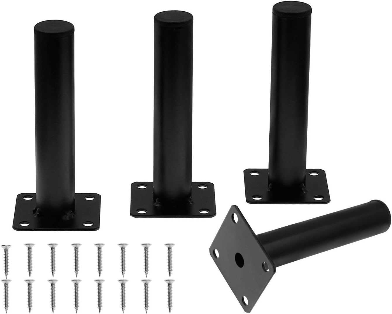 Seimneire 4pcs Furniture Legs, Black Metal Support Foot Heavy Duty Replacement Legs for Sofa TV Cabinet Coffee Table Bed Sideboards Cupboard Dresser - 5 Inch / 127mm