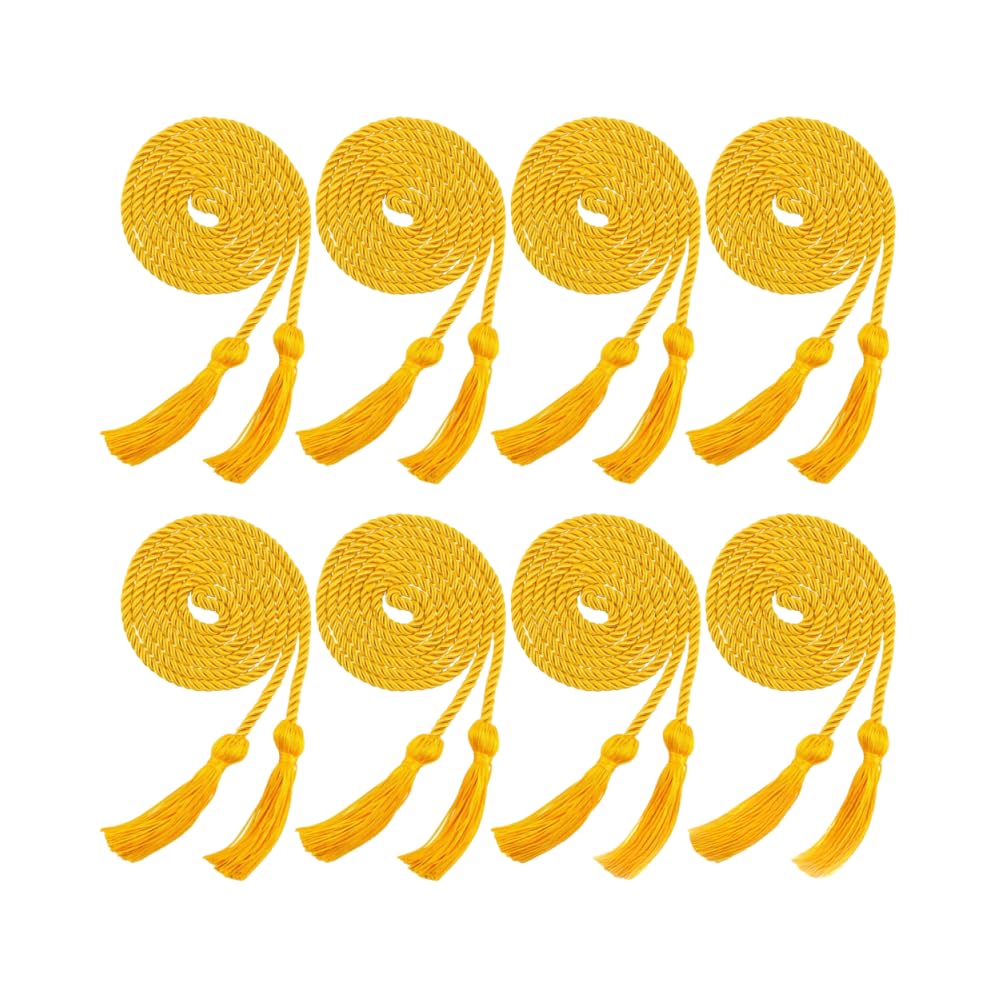Cordon d'honneur diplôme étudiant rose jaune avec pompons académiques - 8 pièces