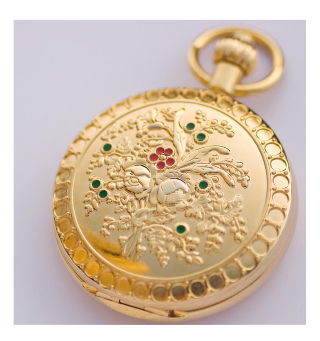 Zegarki Kieszonkowe Zegarek Kieszonkowy Z Cyframi Arabskimi/rzymskimi, Mechaniczny Zegarek Kieszonkowy W Stylu Vintage Z Łańcuszkiem Zegarki Kieszonkowe Męskie(Gold)