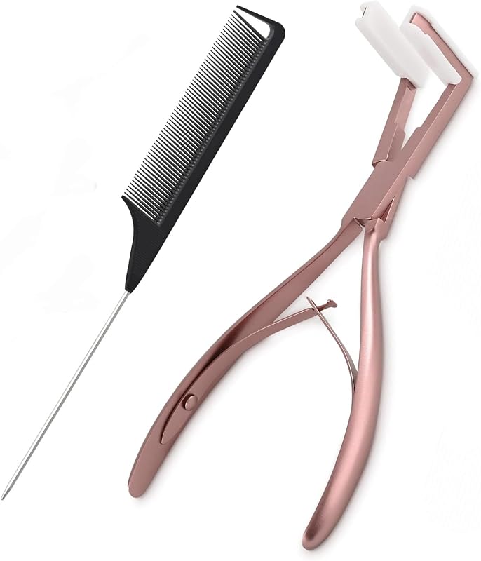 NEWISHTOOL Hair Extension Kit: Stainless Steel Sealing Pliers, Taping Clamp, and Styling Comb for Tape-in Hair Extensions | Stainless Steel Sealing Pliers Hair Extension Tool,Human Hair Extensions Styling Hair Pliers Tool Tape Clamping Pliers Kit
